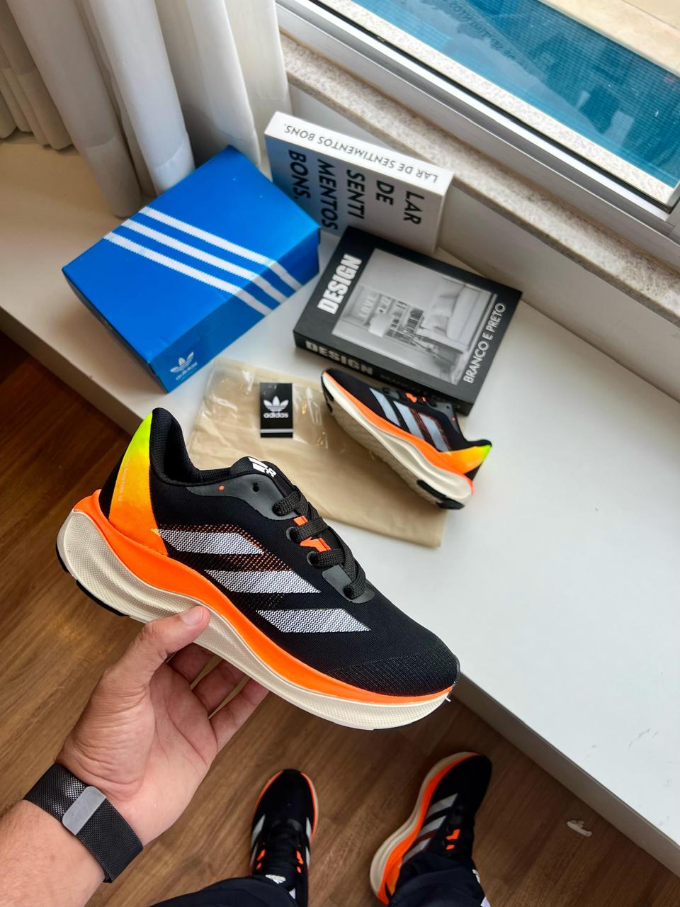 Adizero boston 12 - Preto/Laranja - Imagem 2