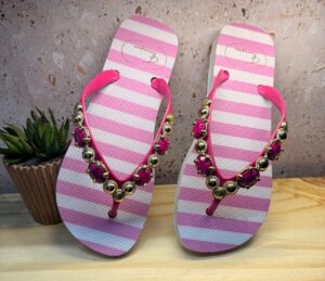 Chinelo Dedo Personalizado Fem 01 - Branco/rosa